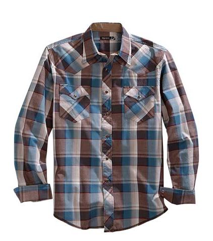 Tin Haul Brown Plaid Mens Longsleeve Plaid Snap Western Shirt 1000100620788BR