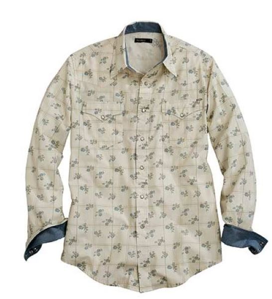 Tin Haul Cream Floral Print Men's Longsleeve Western Snap Shirt 100100640606WH