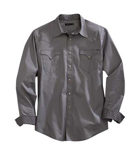 Tin Haul Grey Men's Solid Poplin Longsleeve Shirt 1000100600279GY
