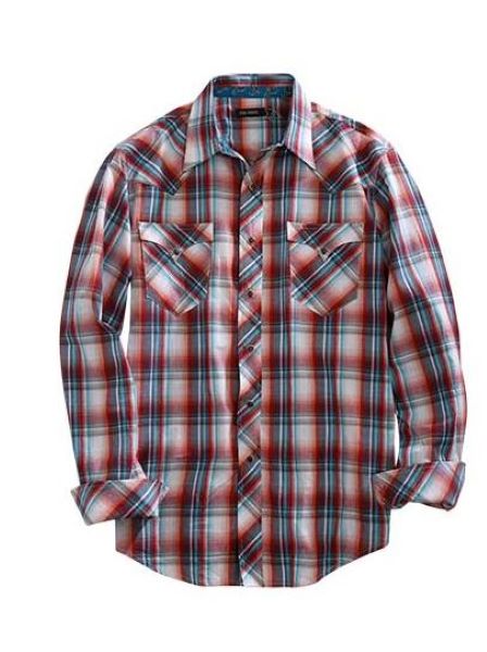 Tin Haul Red Paintbrush Plaid Men's Longsleeve Snap Western Shirt 1000100620277RE