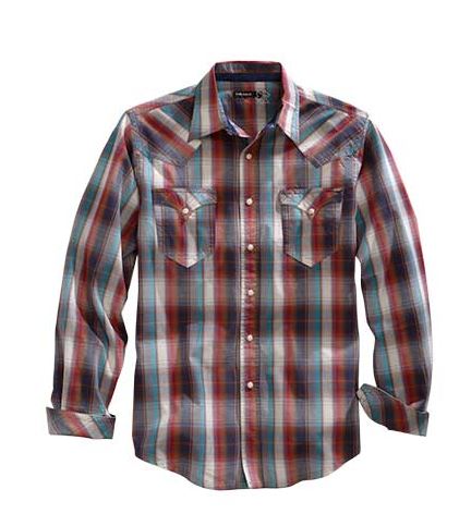 Tin Haul Trout Blue and Red Plaid Mens Long Sleeve Shirt 1000100620789BU