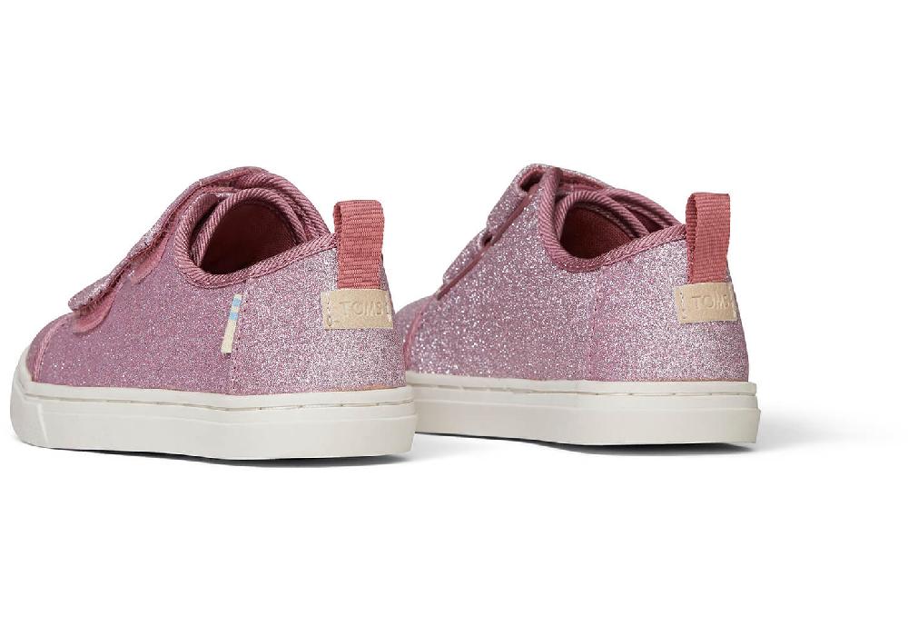 Toms Ballet Pink Glitter Tiny Lenny Double Strap Sneakers 10014239
