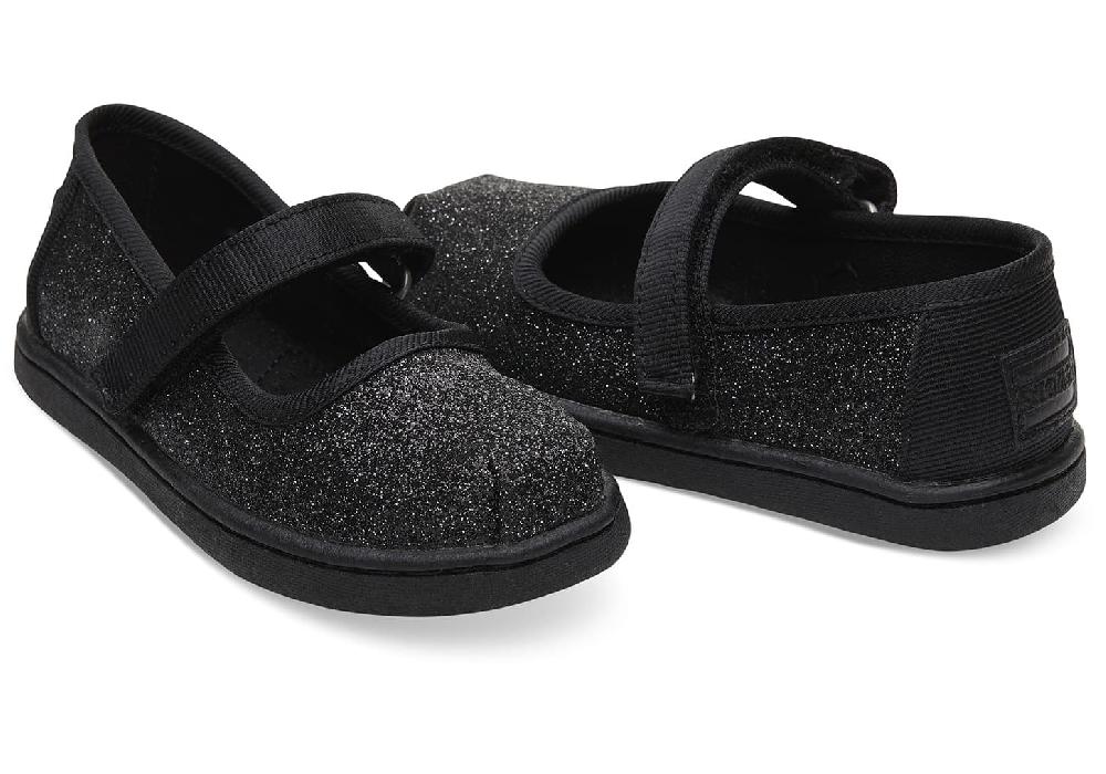 Toms Black Iridescent Glimmer Tiny Mary Jane Flats 10012554
