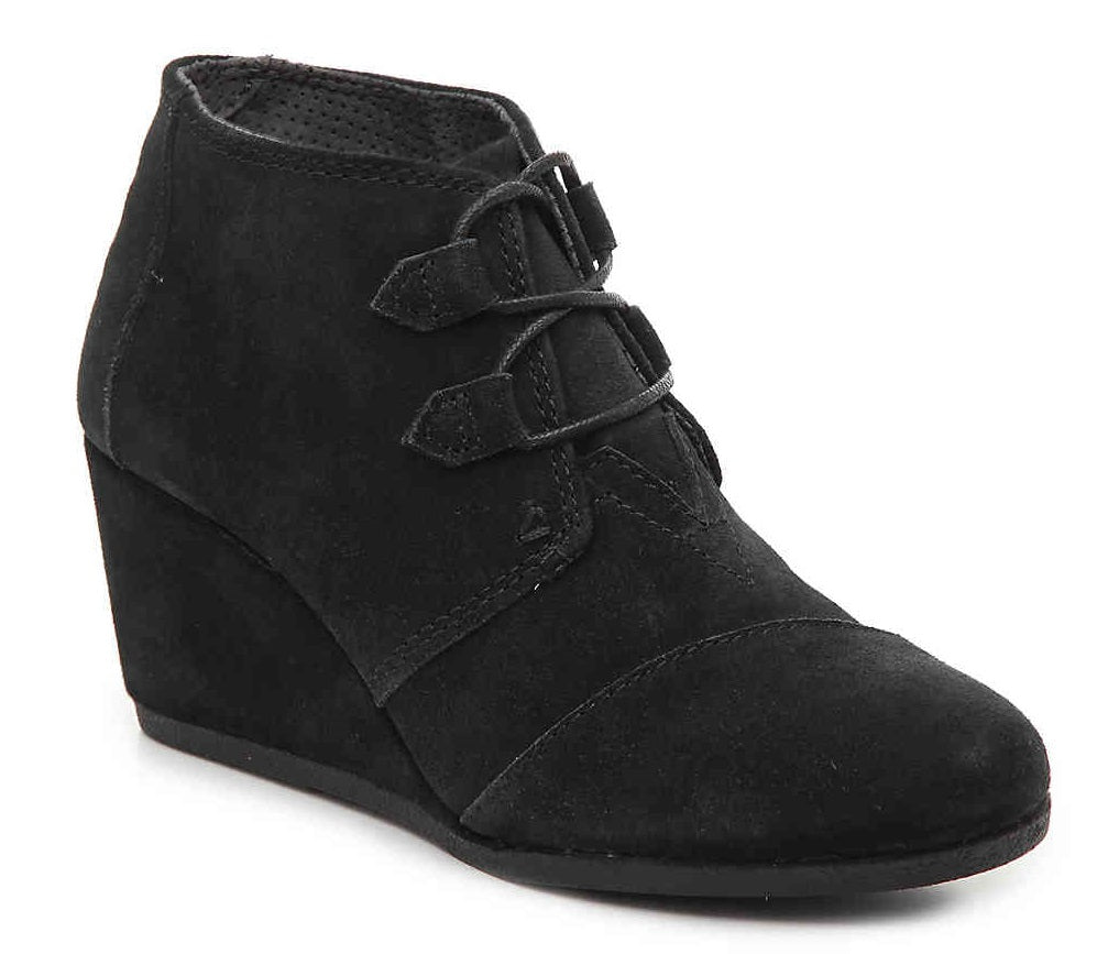 Toms Black Kala Womens Comfort Wedge Booties 10012955
