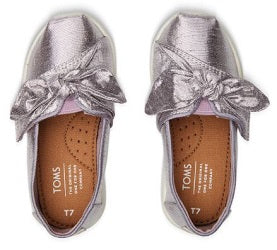 TOMS Burnished Lilac Metallic Bow Kids Tiny Classics 10013318