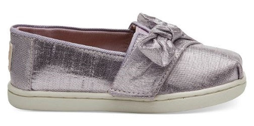 TOMS Burnished Lilac Metallic Bow Kids Tiny Classics 10013318