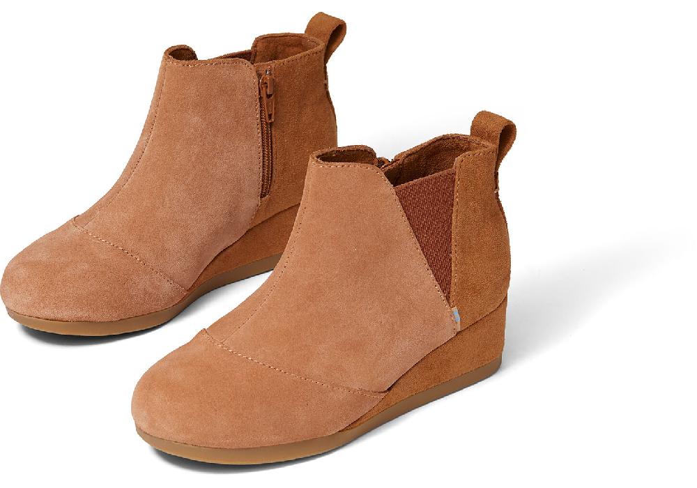 Toms Carmel Brown Suede Youth Kelsey Booties 10014332