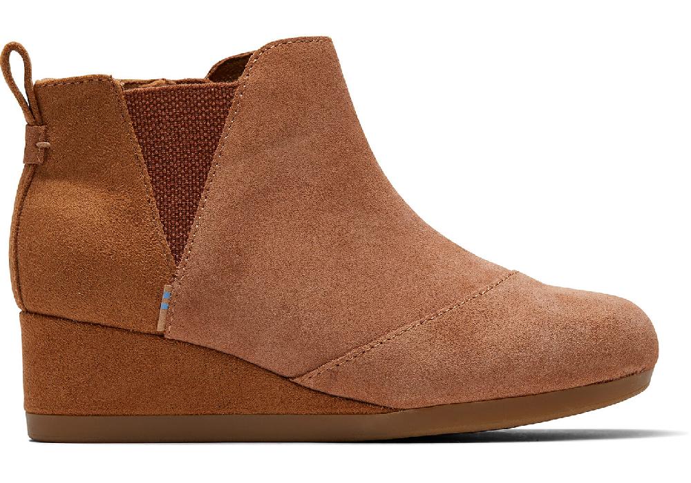 Toms Carmel Brown Suede Youth Kelsey Booties 10014332