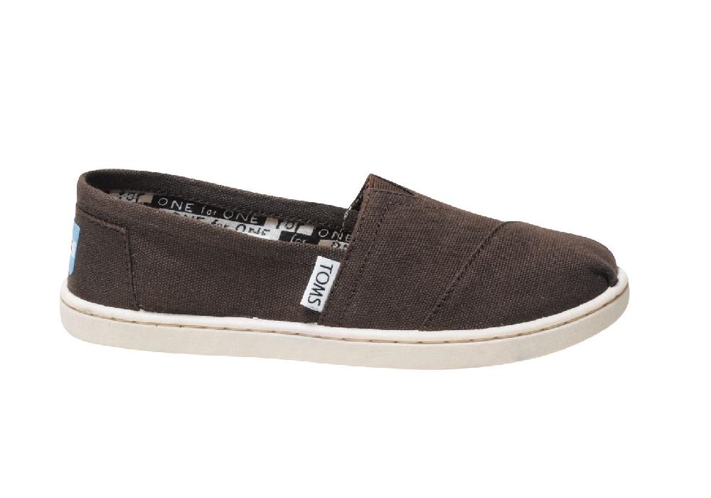 Toms Classic Slip-On Chocolate Canvas Kids Casual 012001C13-CHOCO