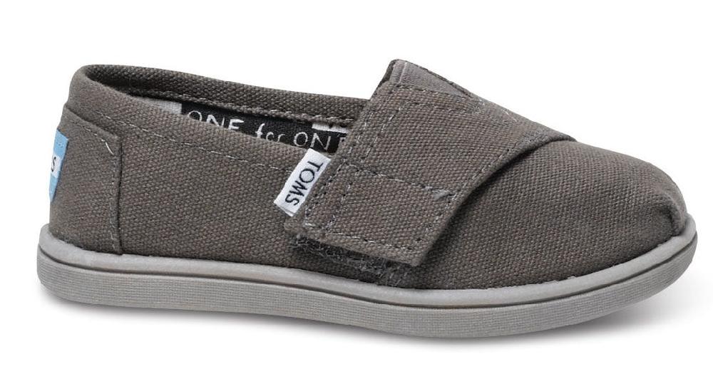 Toms Classic Slip-On Grey Canvas Kids Casual 013001D13-ASH