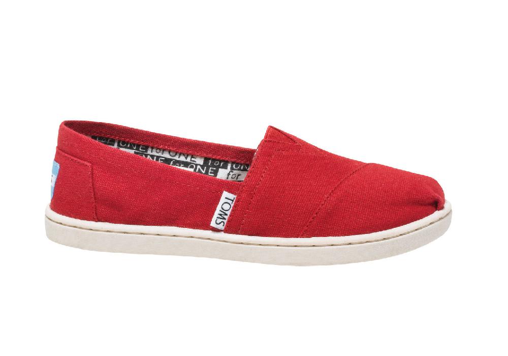 Toms Classic Slip-On Red Canvas Kids Casual 012001C13-RED