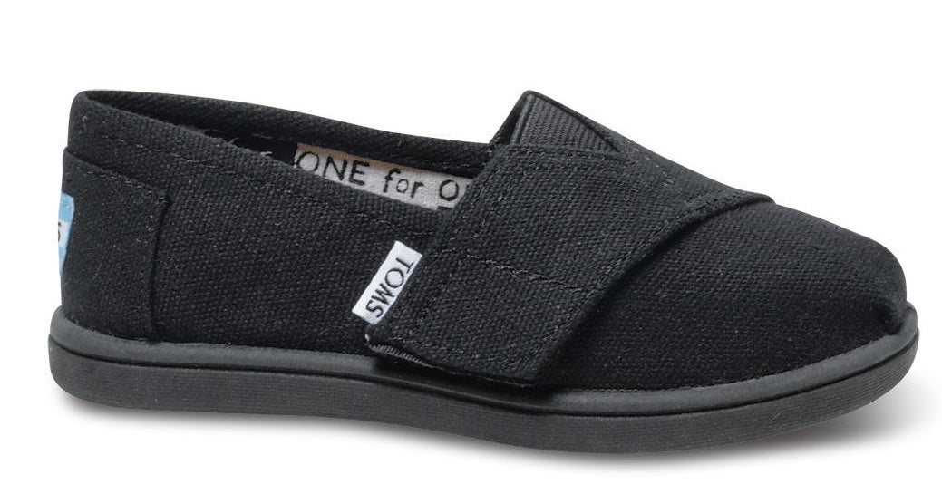 Toms Classic Tiny Velcro Black Canvas Kids Casual 013001D13-BLK