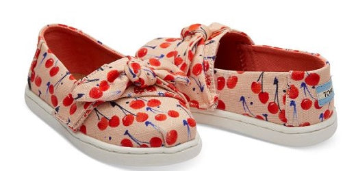 TOMS Coral Pink Cherry Cherie Print Bow Tiny Classics 10013332