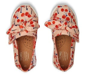 TOMS Coral Pink Cherry Cherie Print Bow Tiny Classics 10013332