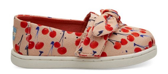 TOMS Coral Pink Cherry Cherie Print Bow Tiny Classics 10013332