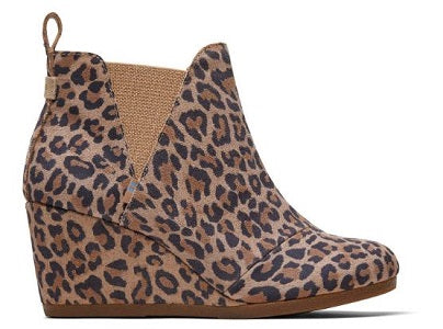 TOMS Desert Tan Leopard Print Suede Women's Kelsey Booties 10014153