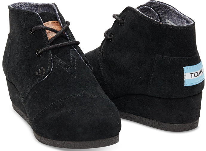 Toms Desert Wedge Black Kids Ankle Boot 10003553