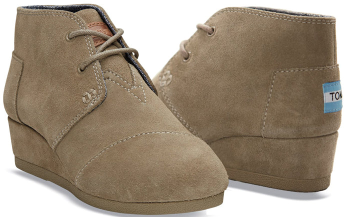 Toms Desert Wedge Taupe Suede Kids Ankle Boot 10003598