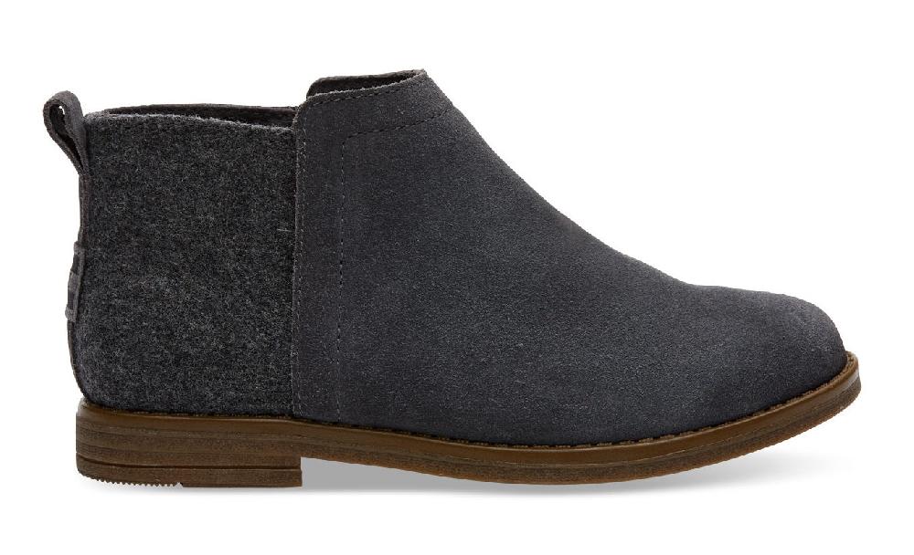 Toms Forged Iron Grey Suede Wool Youth Deia Booties 10010725