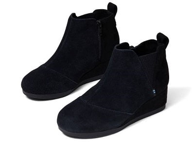 Toms Kelsey Youth Black Suede Booties 10014312