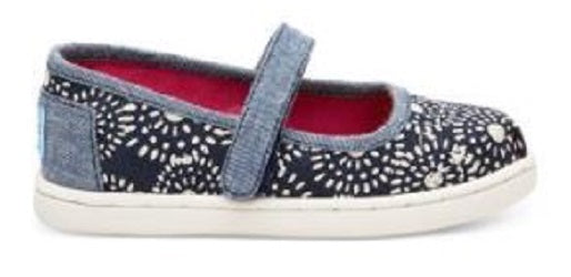 Toms Mary Jane Navy Dots Canvas Kids Casual 10010020