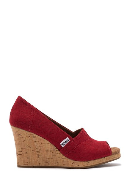 Toms Medium Red Crosshatch Classic Wedge Sandals 10013671