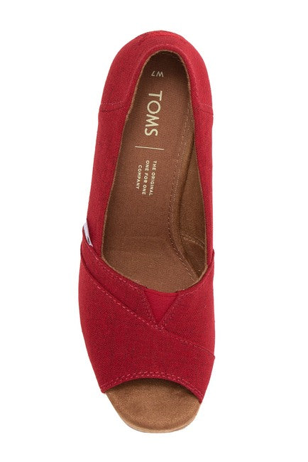 Toms Medium Red Crosshatch Classic Wedge Sandals 10013671