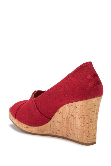 Toms Medium Red Crosshatch Classic Wedge Sandals 10013671