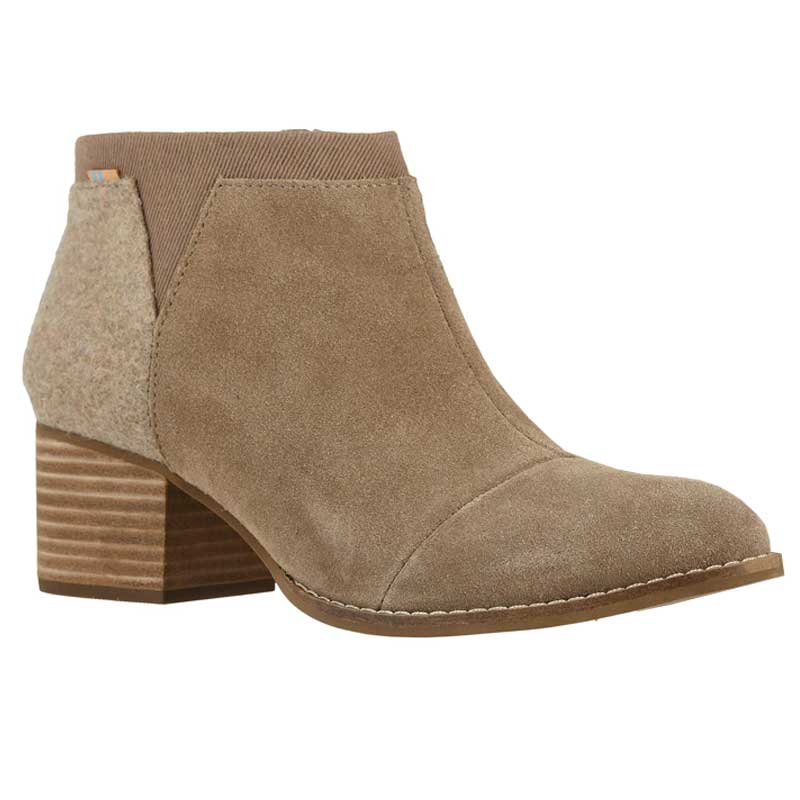 Toms Taupe Gray Suede Loren Womens Casual Short Bootie 10014146