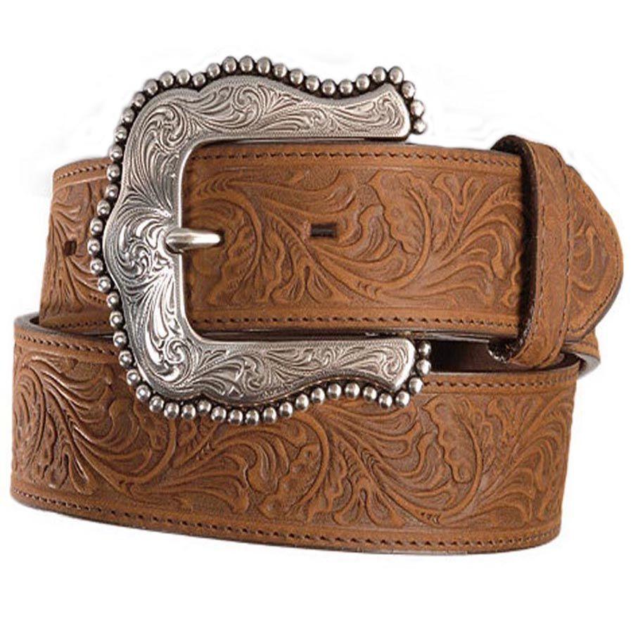 Tony Lama Brown Layla Floral Tooled Womens Belt by Leegin C50739