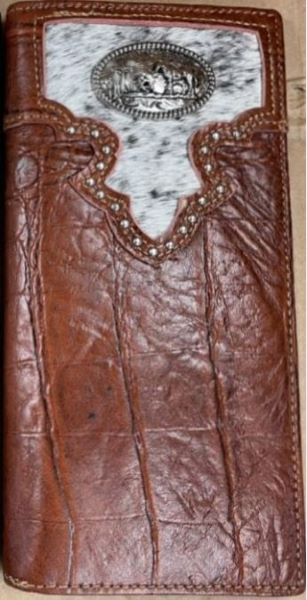 Top Notch Wallets Brown Alligator Print with Praying Cowboy Concho Wallet 125BR