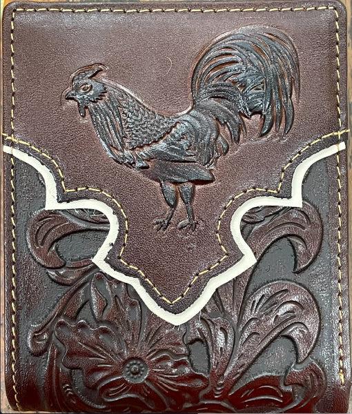 Top Notch Wallets Coffee Rooster with Beight Border and Floral Embossed Bi-Fold Wallet 9003-1CF