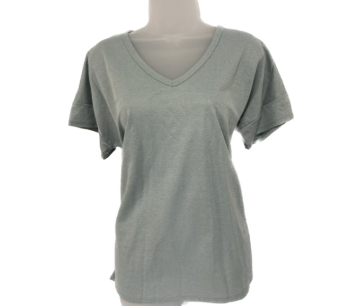 Tres Bien Teal Women's Short Sleeve Tee Shirt with Side Splits T-38408-TL