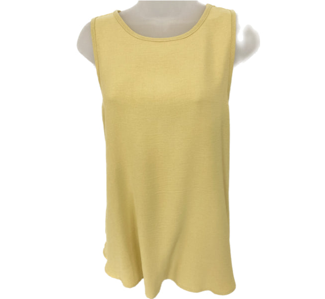 Tres Bien Yellow Linen Look Women's Tank Top T-39647-YLLW