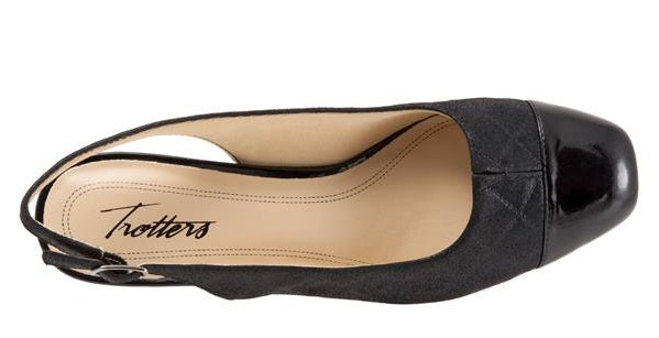 Trotters Black Quilted Dea Adjustable Sling Strap Womens Dress Shoes T7001-015