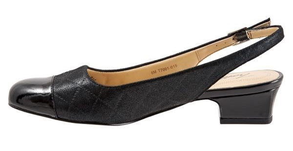 Trotters Black Quilted Dea Adjustable Sling Strap Womens Dress Shoes T7001-015