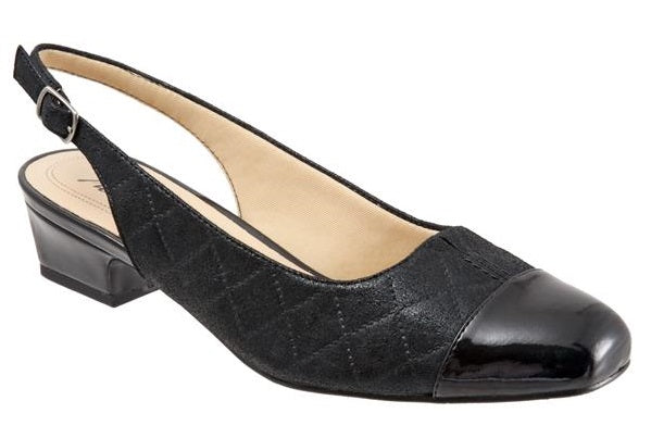 Trotters Black Quilted Dea Adjustable Sling Strap Womens Dress Shoes T7001-015