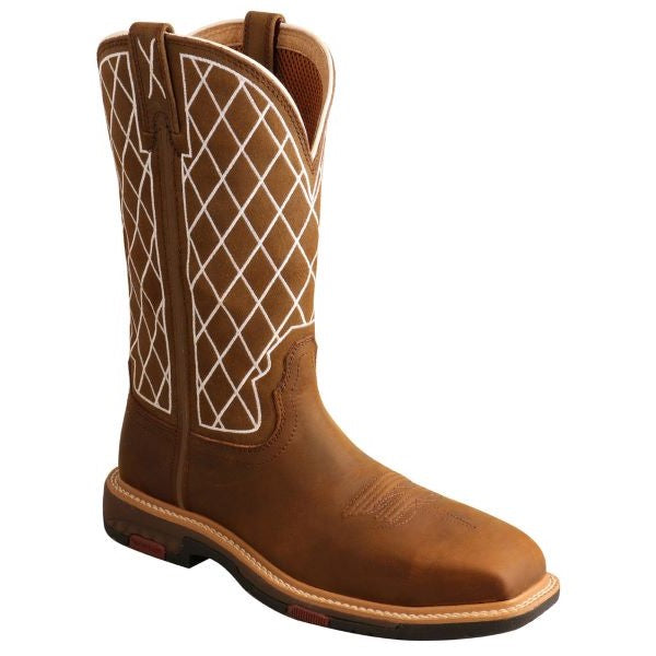 Twisted X Brown and White 11 inch Nano Toe Western Womens Work Boots WXBN002