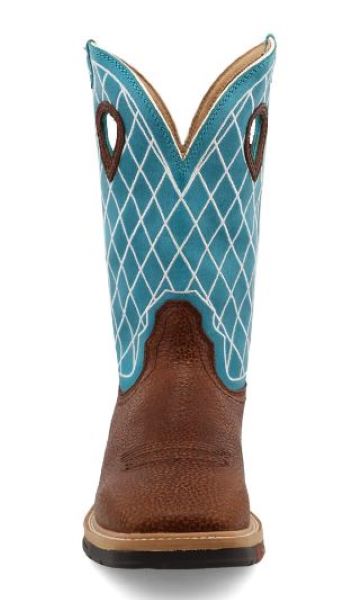 Twisted X Brown/Blue Wide Square Toe Men's Western Work Boots (No Safety Toe) MLCW021
