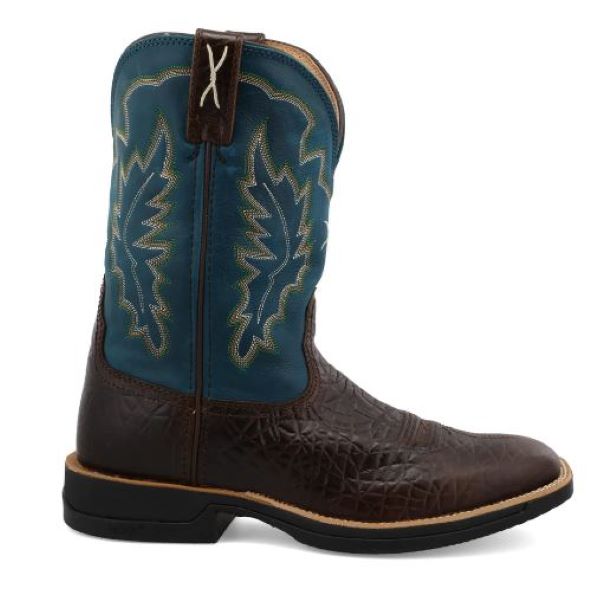 Twisted X Chocolate/Blue 11 Inch Tech X Men's Wide Square Toe Western Boots MXW0002