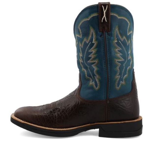 Twisted X Chocolate/Blue 11 Inch Tech X Men's Wide Square Toe Western Boots MXW0002