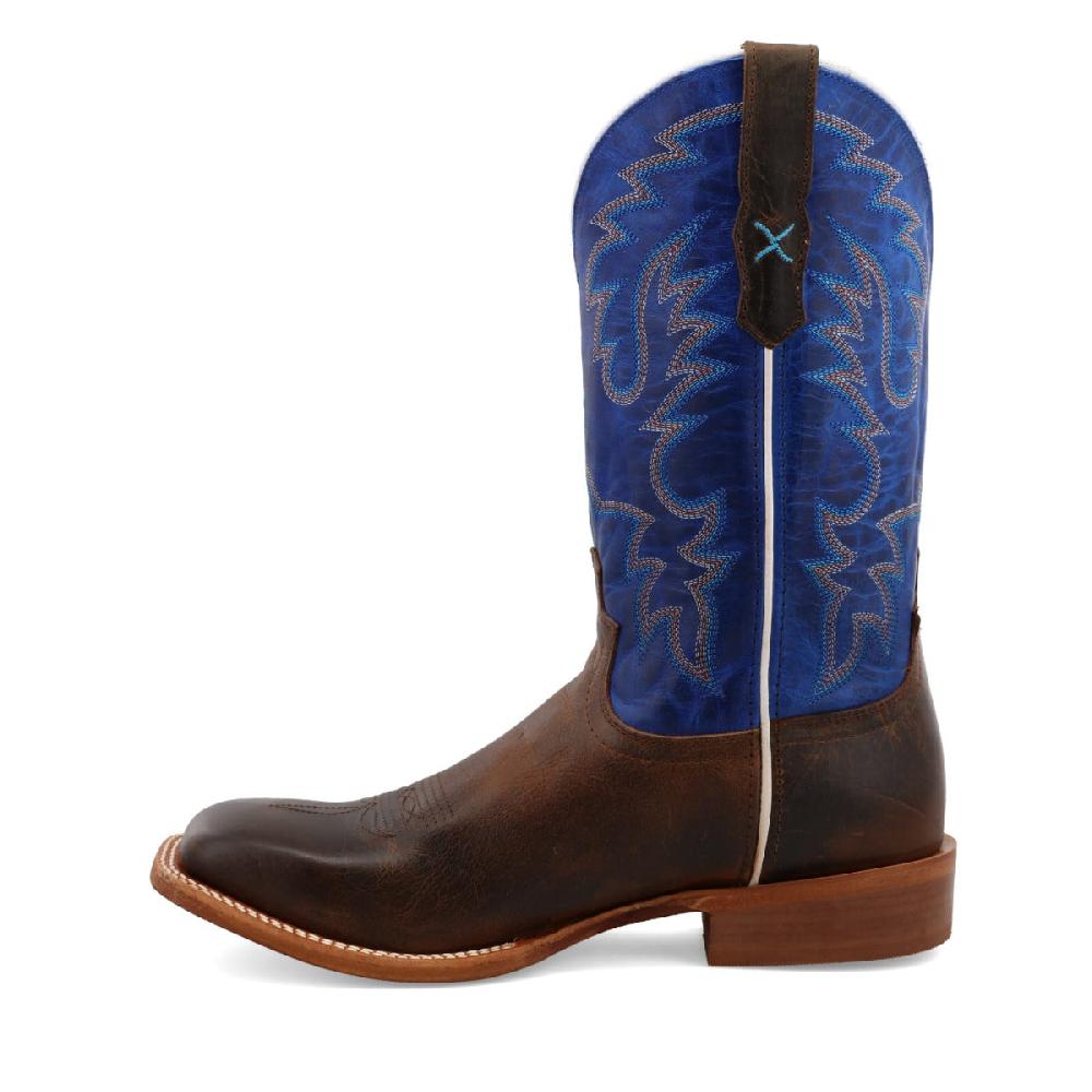 Twisted X Dark Chocolate & Brilliant Blue 12 Inch Rancher Men's Wide Square Toe Western Boots MRAL029