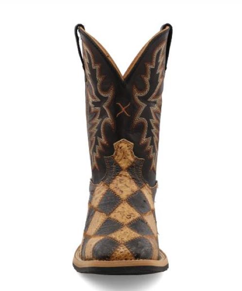 Twisted X Ostrich Patches 11 Inch Ruff Stock Men's Wide Square Toe Boots MRS0071