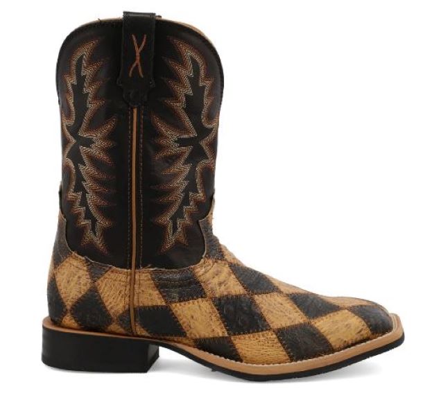 Twisted X Ostrich Patches 11 Inch Ruff Stock Men's Wide Square Toe Boots MRS0071