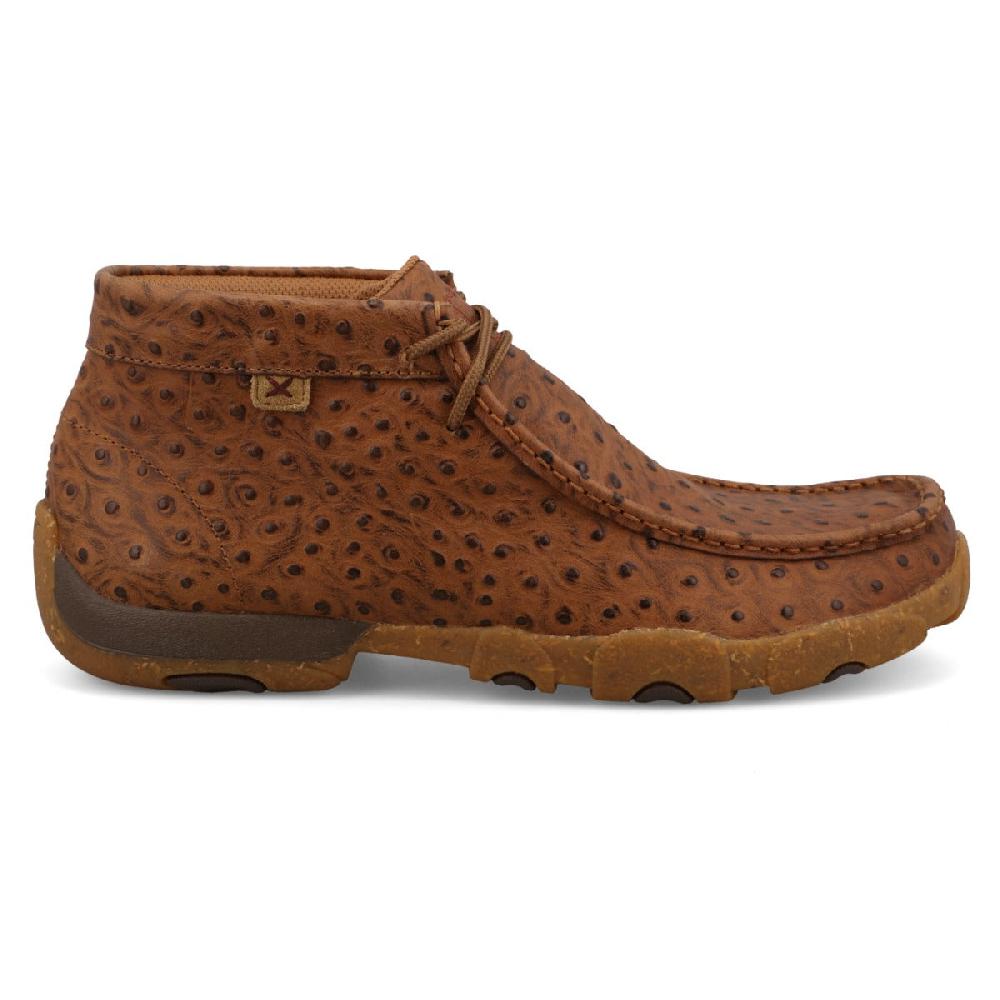 Twisted X Ostrich Print Leather Upper Men's Chukka Driving Moc MDM0100