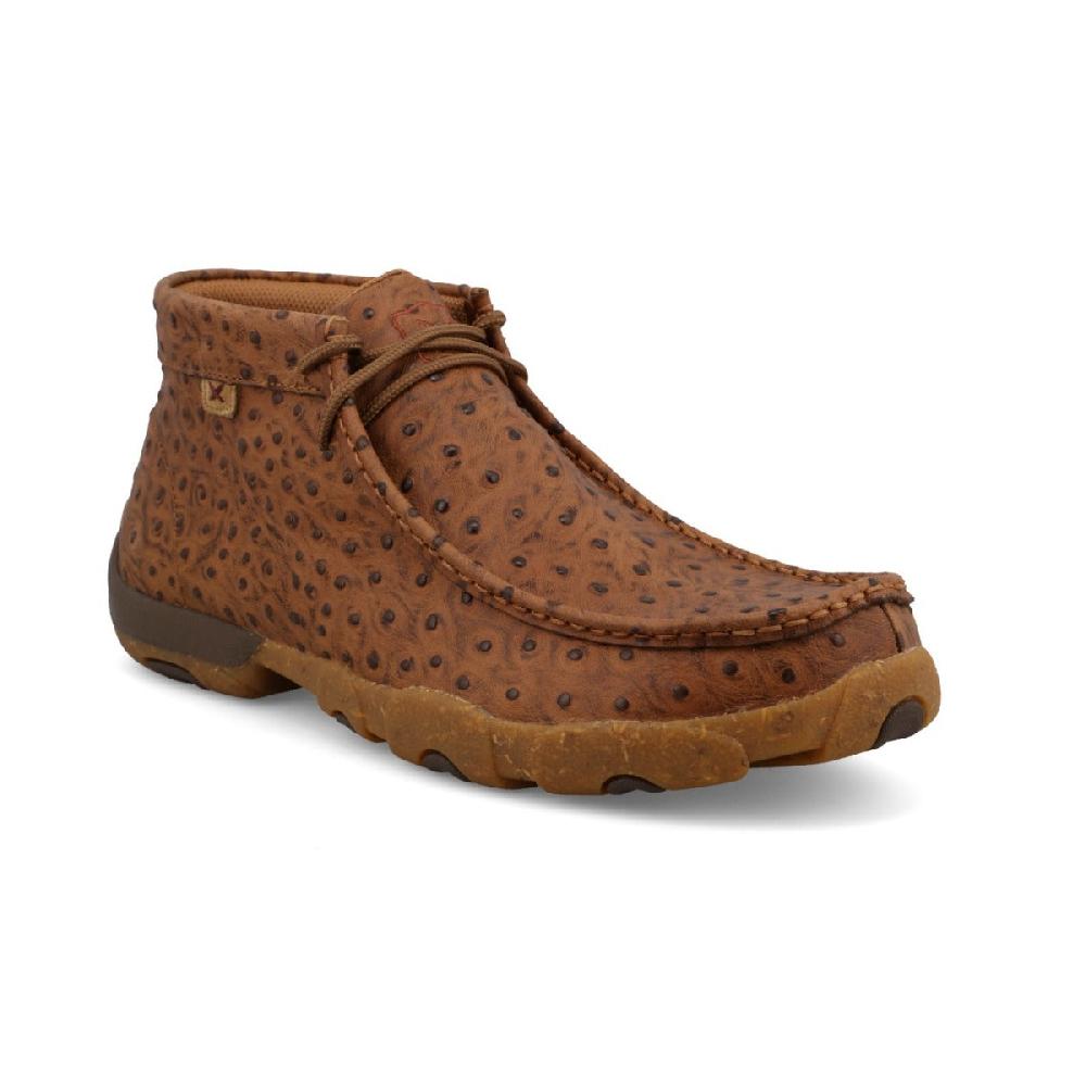 Twisted X Ostrich Print Leather Upper Men's Chukka Driving Moc MDM0100