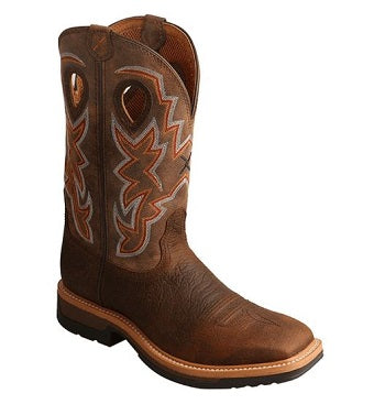 Twisted X Taupe/Bomber Men's 12 inch Alloy Toe Lite Western Work Boot MLCA001