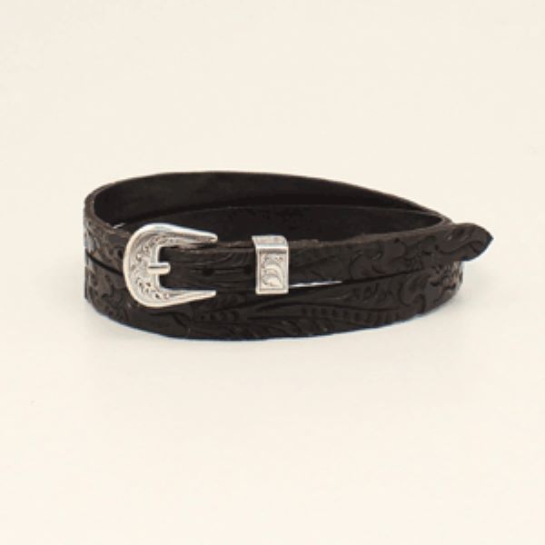 Twister Black Hatband with Floral Tooling 0275101