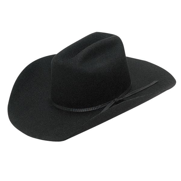 Twister Black Wool Youth Sized Wool Cowboy Hat with Ribbon T7234001