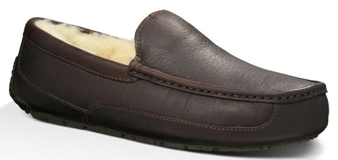 UGG Ascot Brown Leather Mens Indoor/Outdoor Slipper
